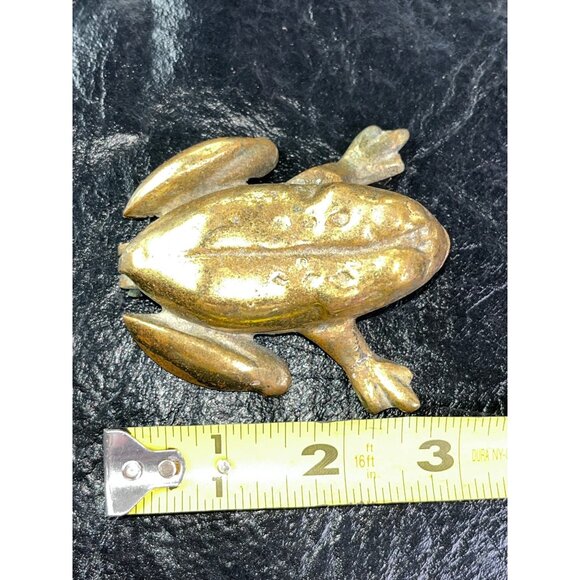 Solid Brass Frog Paperweight Trinket Holder Decor Figurine Sing Top India - Picture 6 of 8
